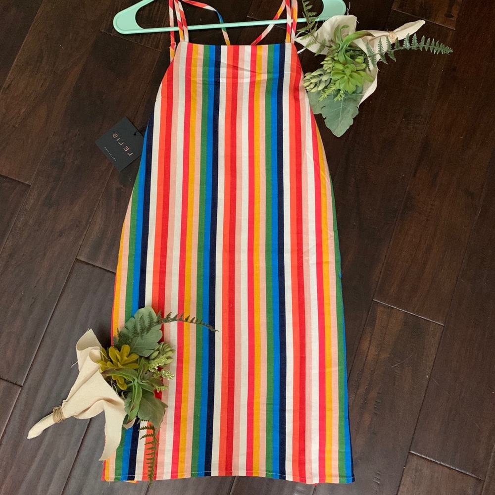 NWT 🌈 Striped Square Neck Dress